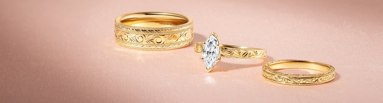 Hand Engraved Engagement Rings