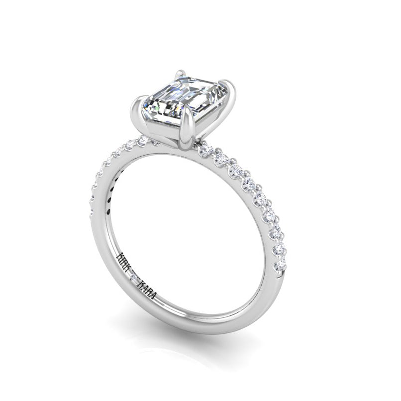 Preset Diamond Solitaire Emerald Lab Diamond Engagement Ring