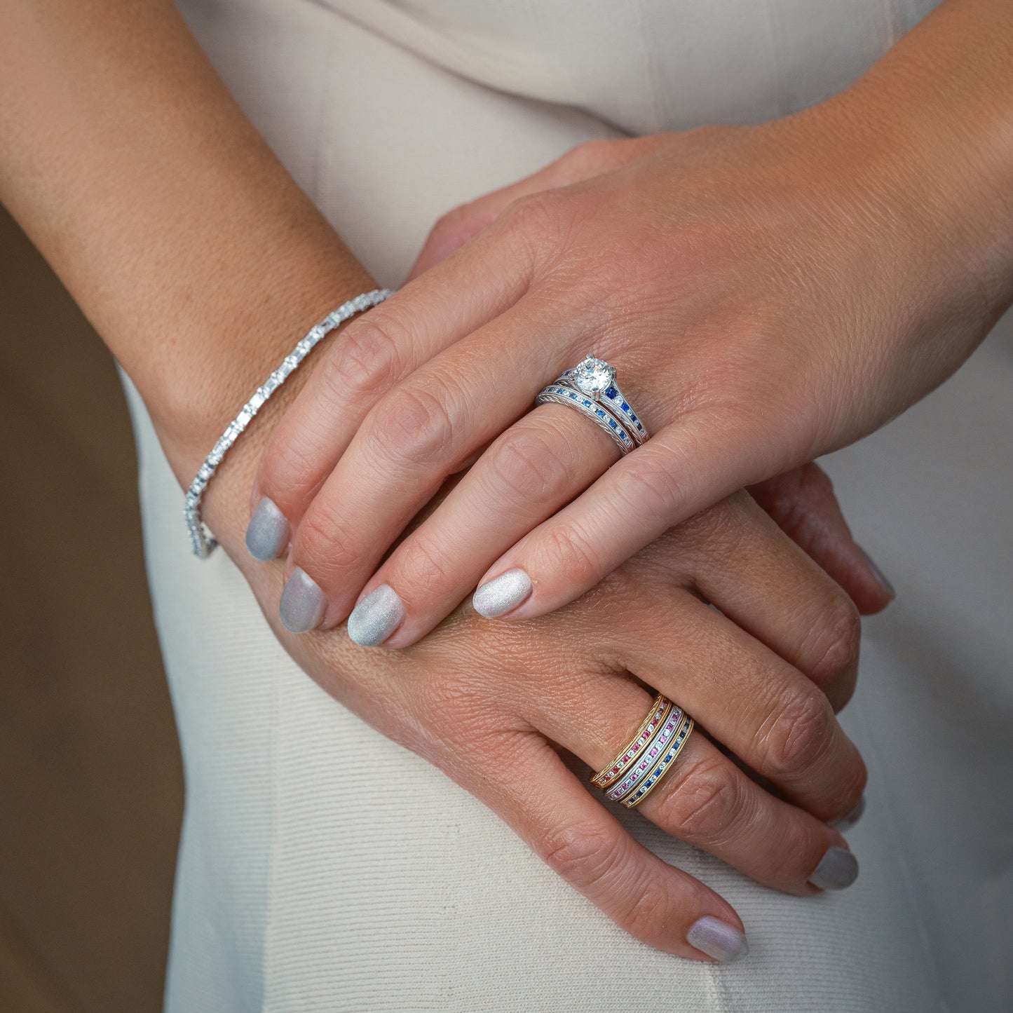 Classic Channel Sapphire Diamond Wedding Band