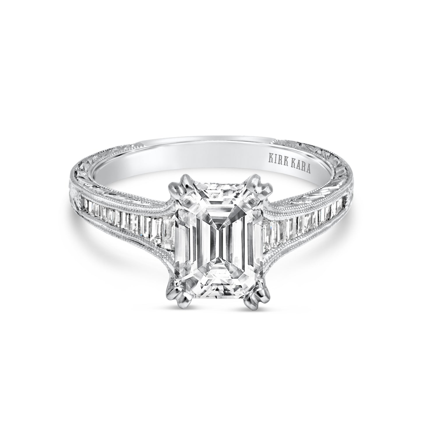 Channel Set Graduated Baguette Diamond Engagement Ring