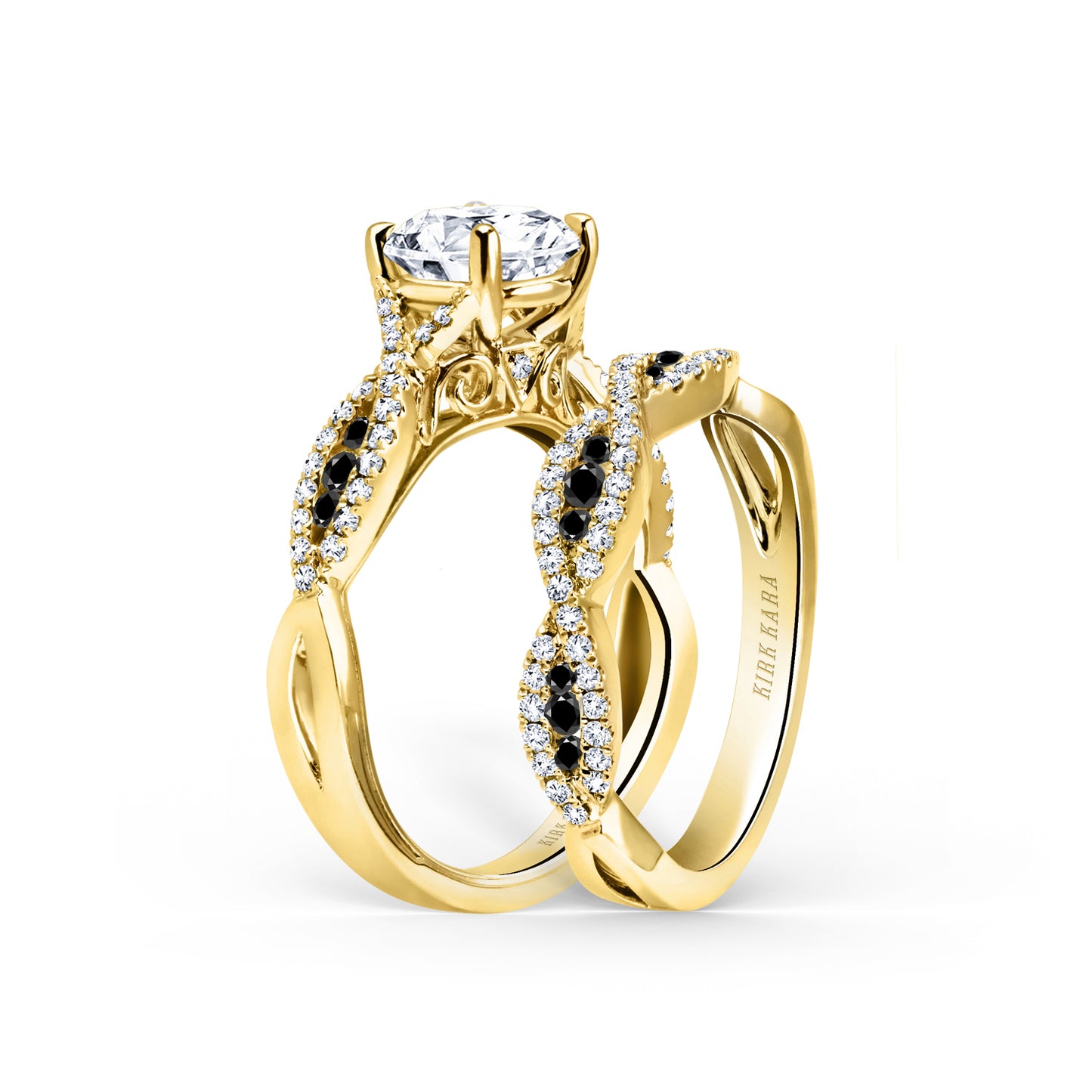 Channel Twist Black Diamond Engagement Ring
