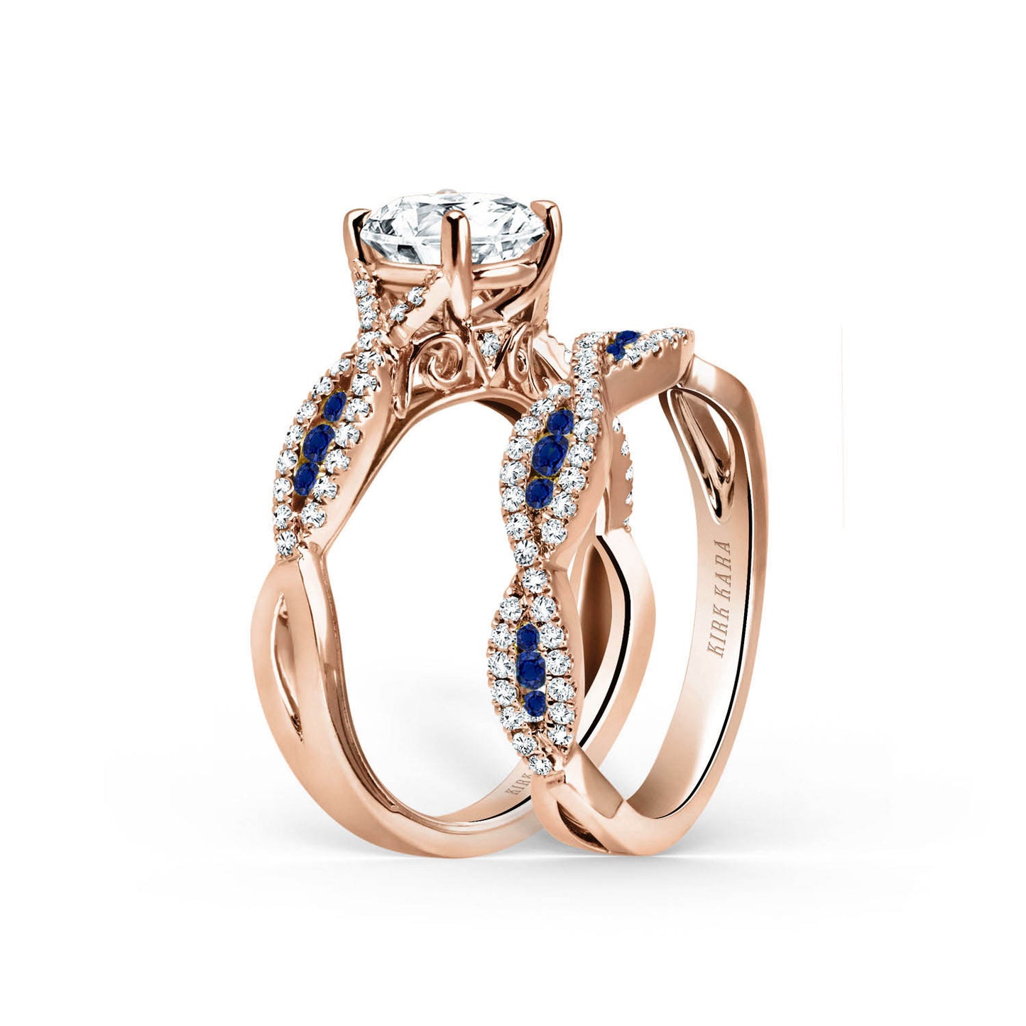 Channel Twist Blue Sapphire Engagement Ring