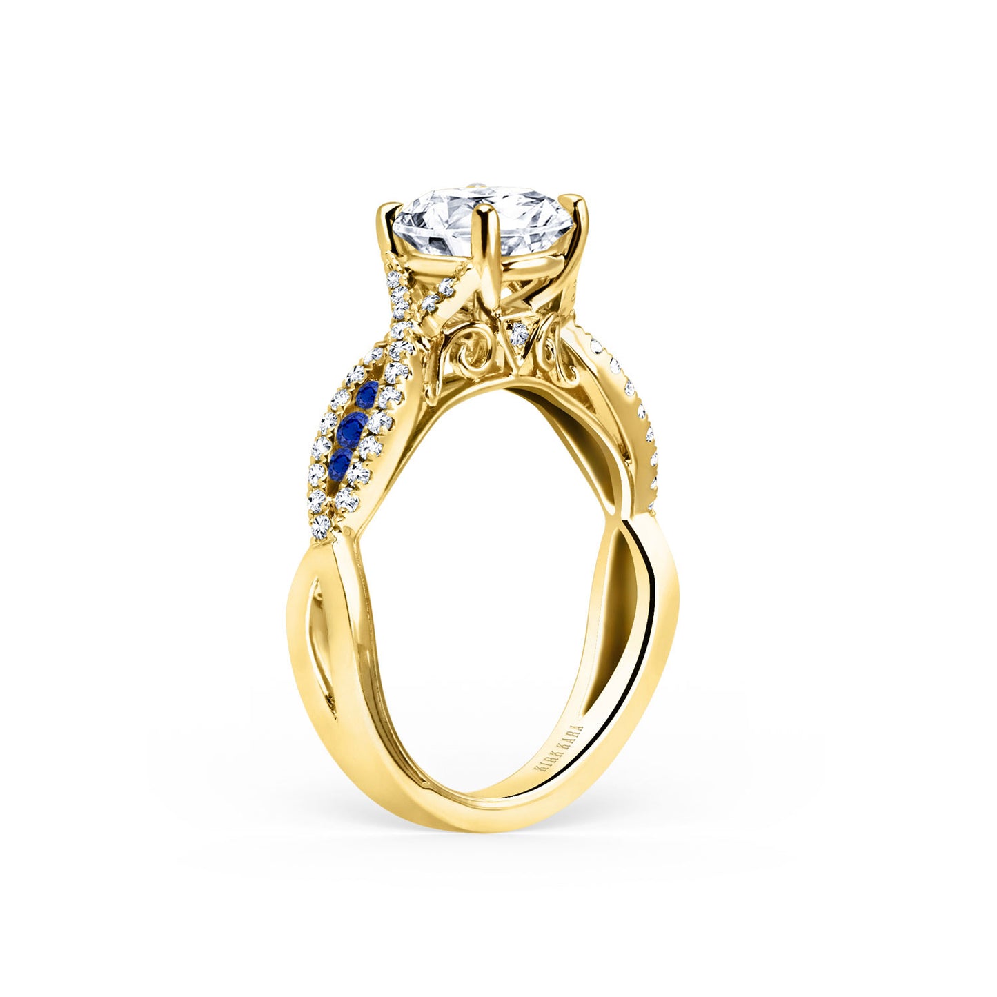 Channel Twist Blue Sapphire Engagement Ring