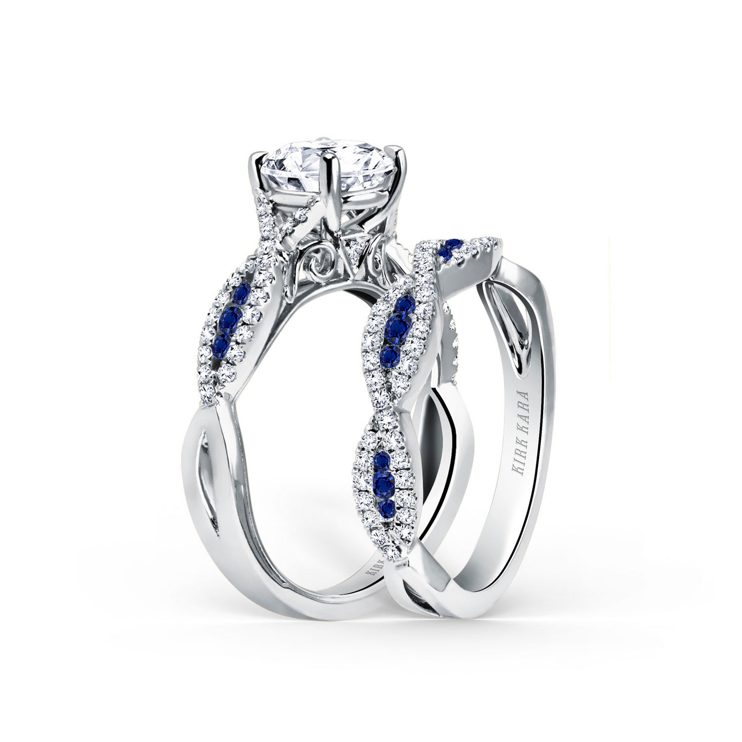 Channel Twist Blue Sapphire Engagement Ring