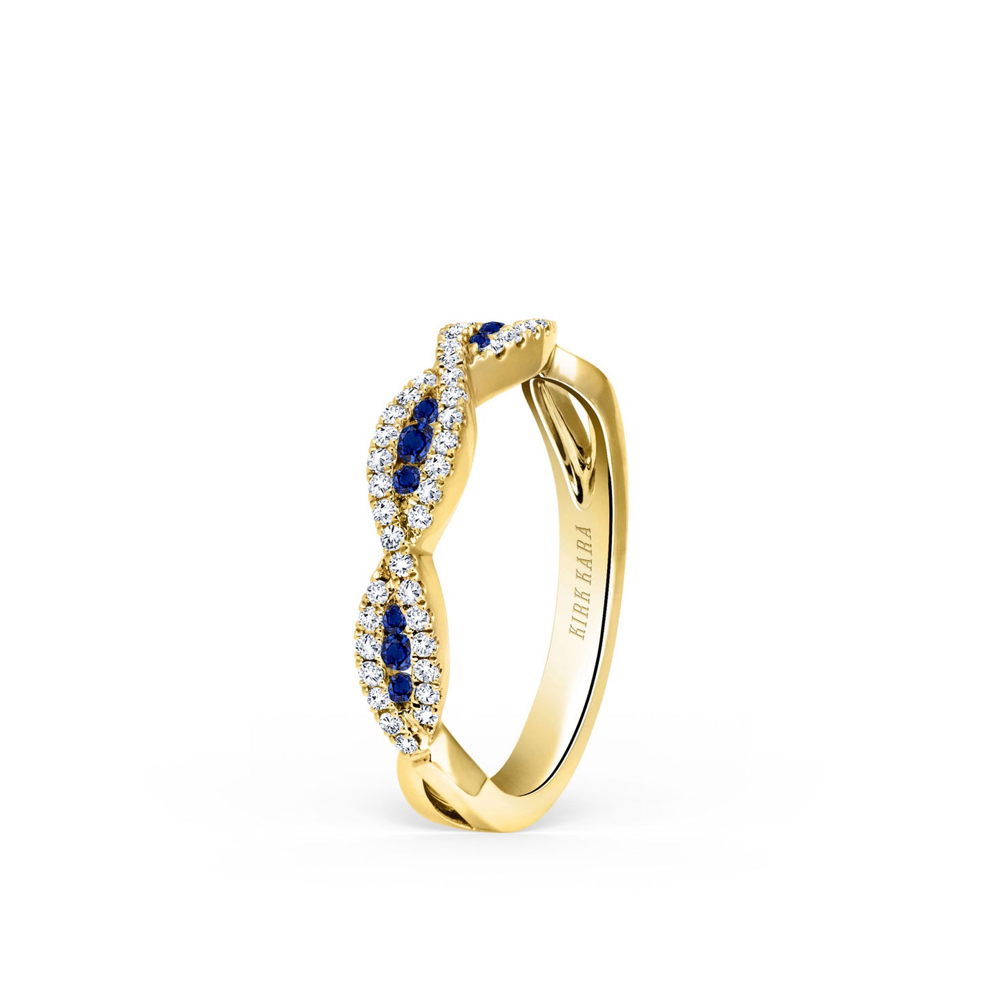 Classic Twist Channel Blue Sapphire Wedding Band