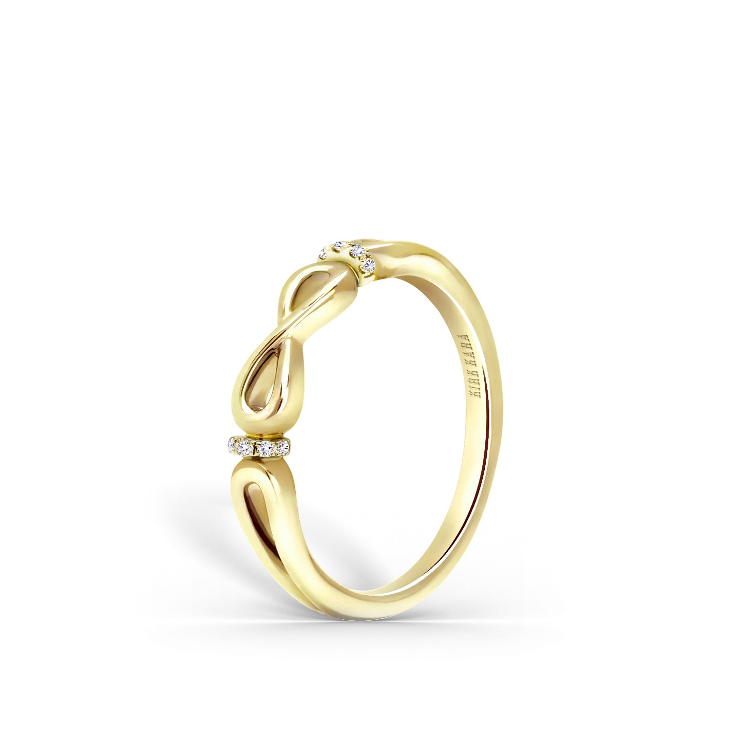 Yellow High Polish Bow Diamond Accent Wedding Band