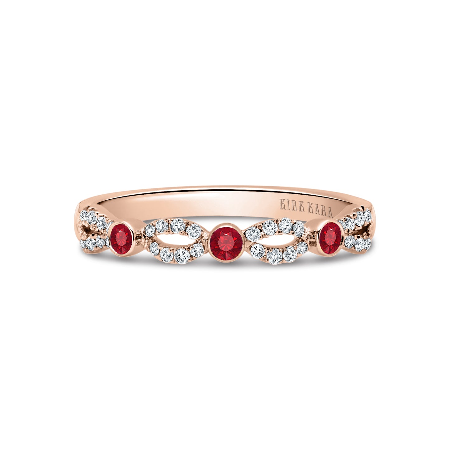 Deco Bezel Accent Ruby Wedding Band