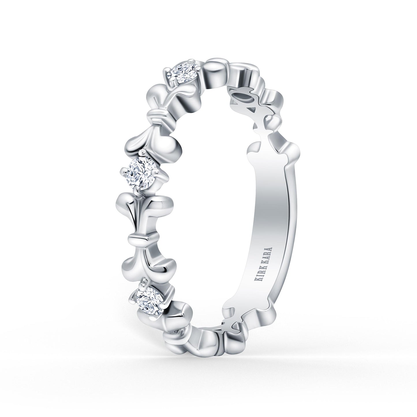 18K White Gold Fancy Bow Diamond Accent Wedding Band