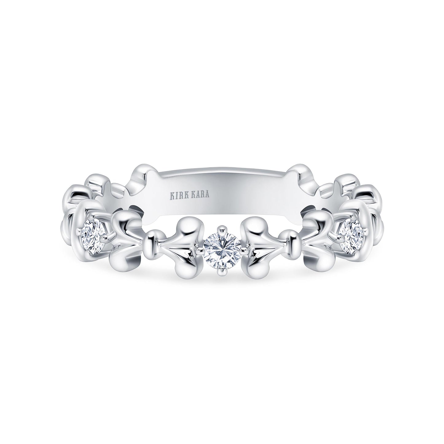 18K White Gold Fancy Bow Diamond Accent Wedding Band
