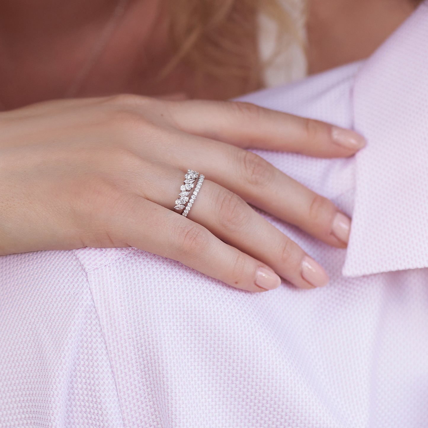 Marquise Baguette Round Diamond Cluster Modern Wedding Band