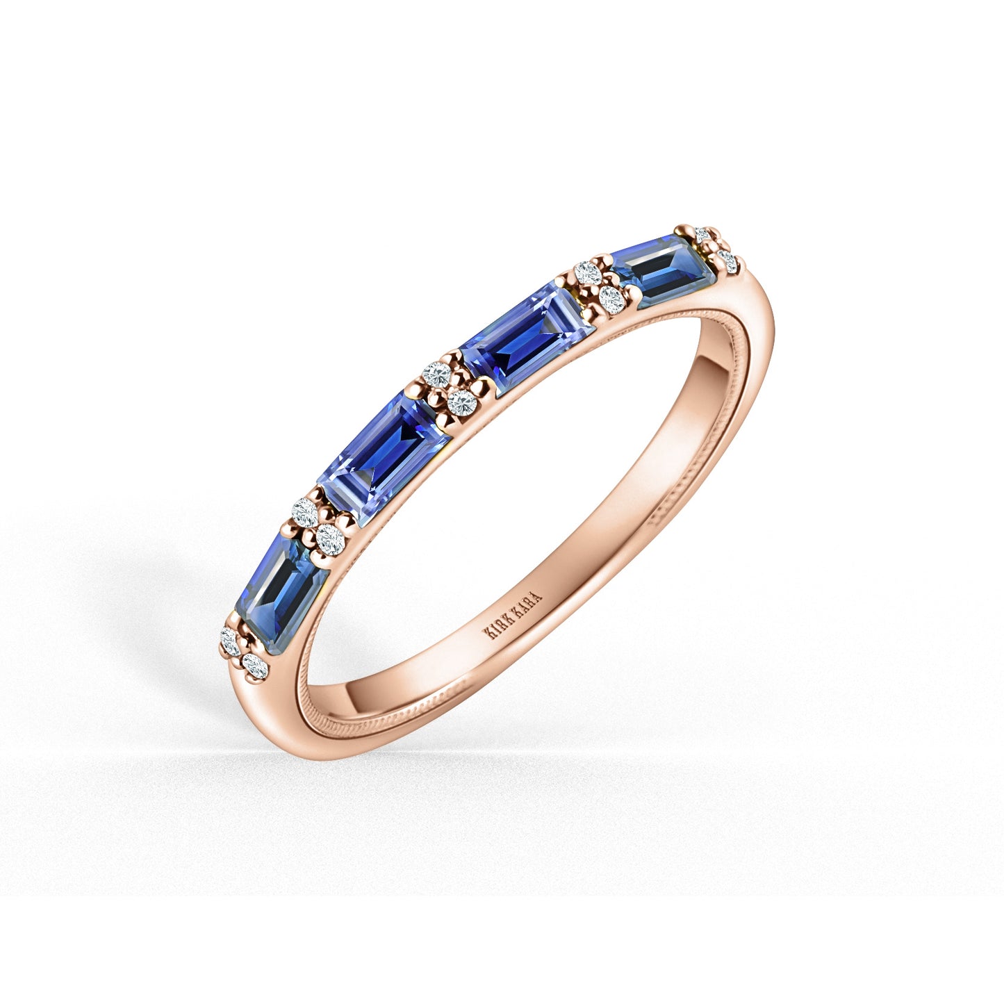 Blue Sapphire Baguette Diamond Wedding Band