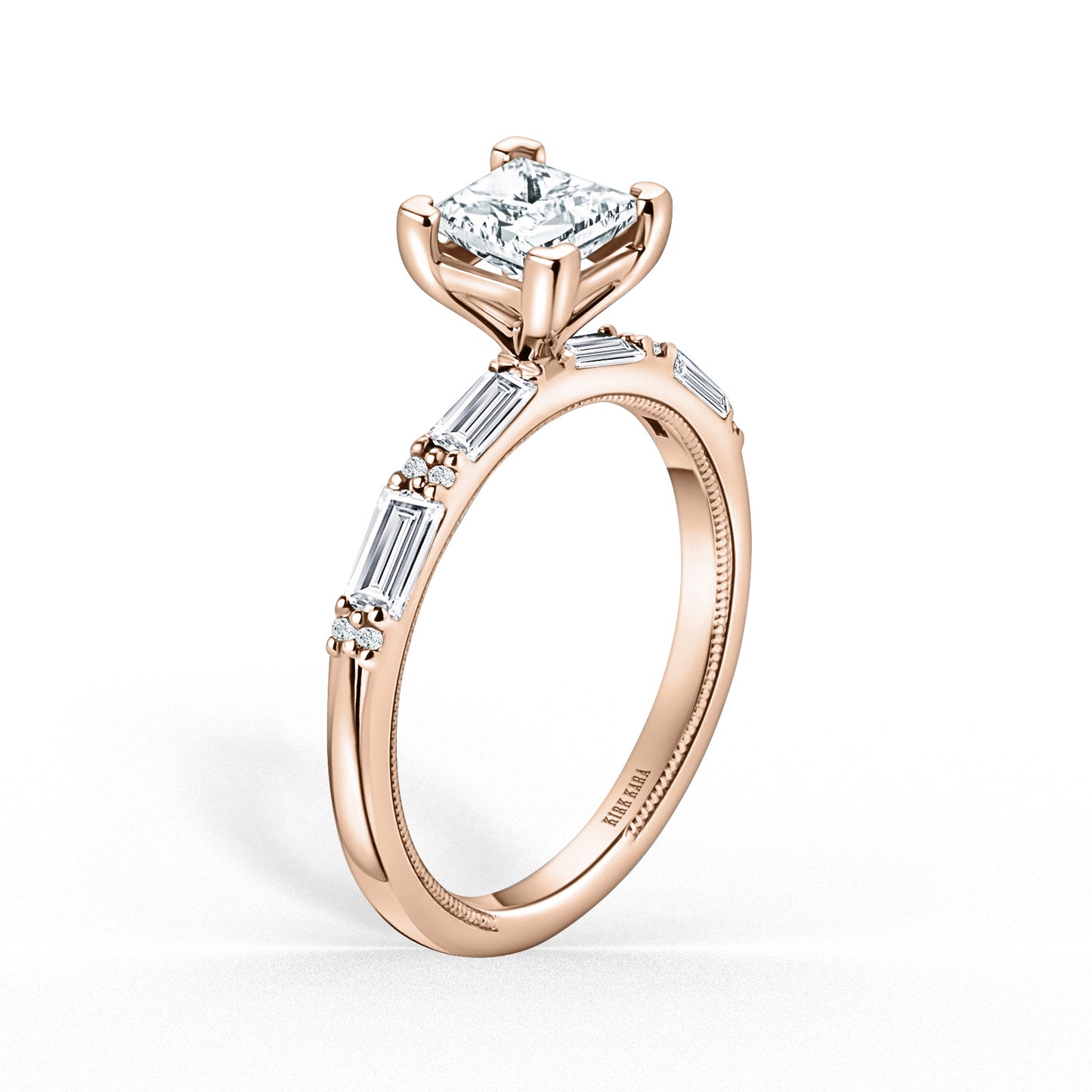 Baguette Diamond Milgrain Engagement Ring