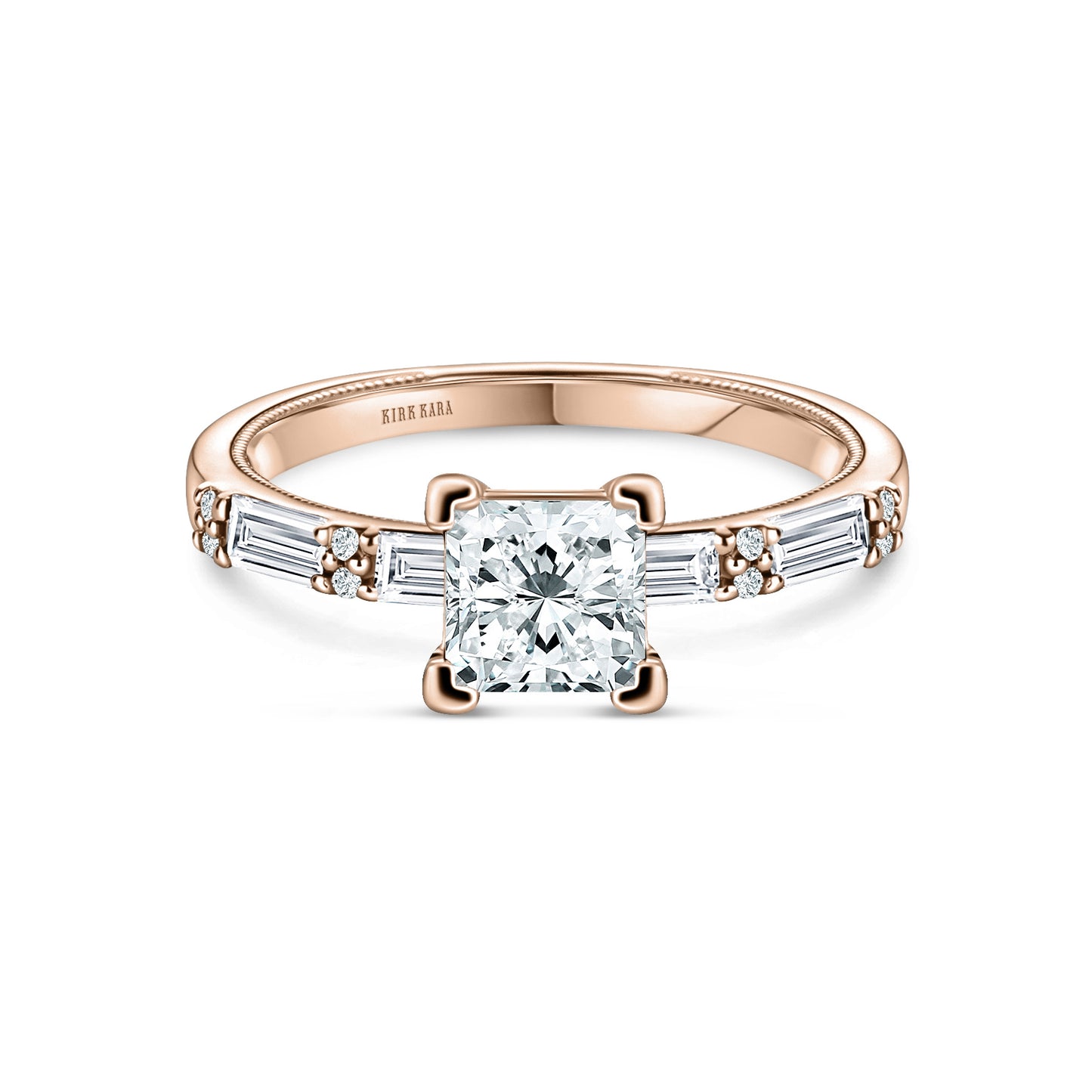 Baguette Diamond Milgrain Engagement Ring