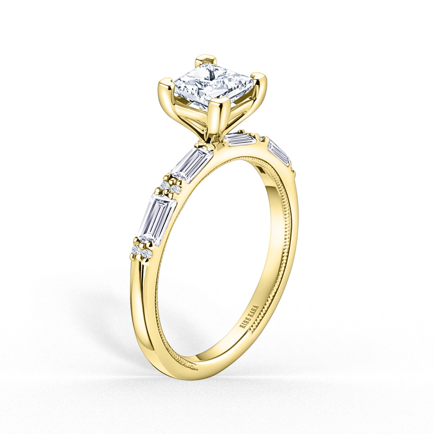 Baguette Diamond Milgrain Engagement Ring