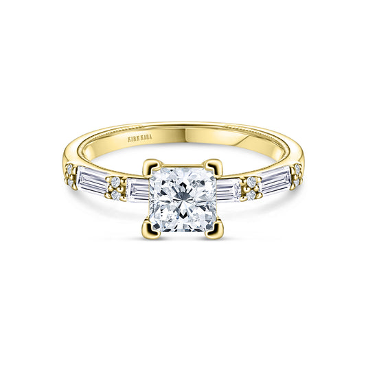 Baguette Diamond Milgrain Engagement Ring