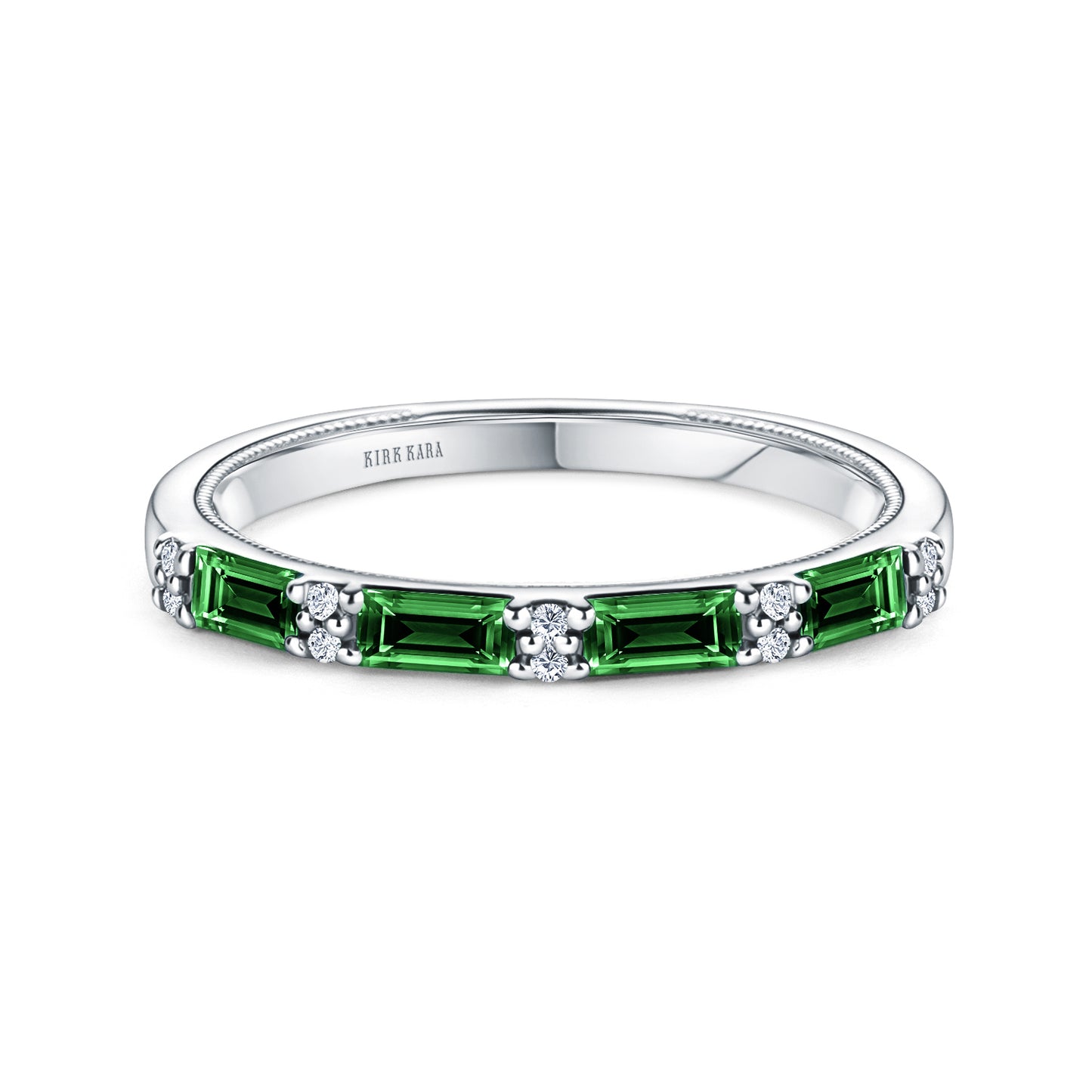 Tsavorite Baguette Diamond Wedding Band