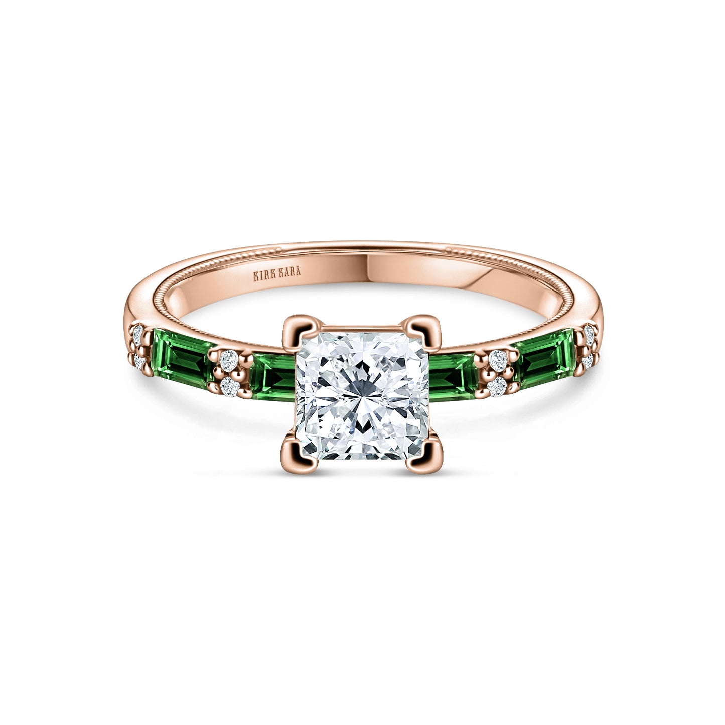 Tsavorite Baguette Diamond Engagement Ring