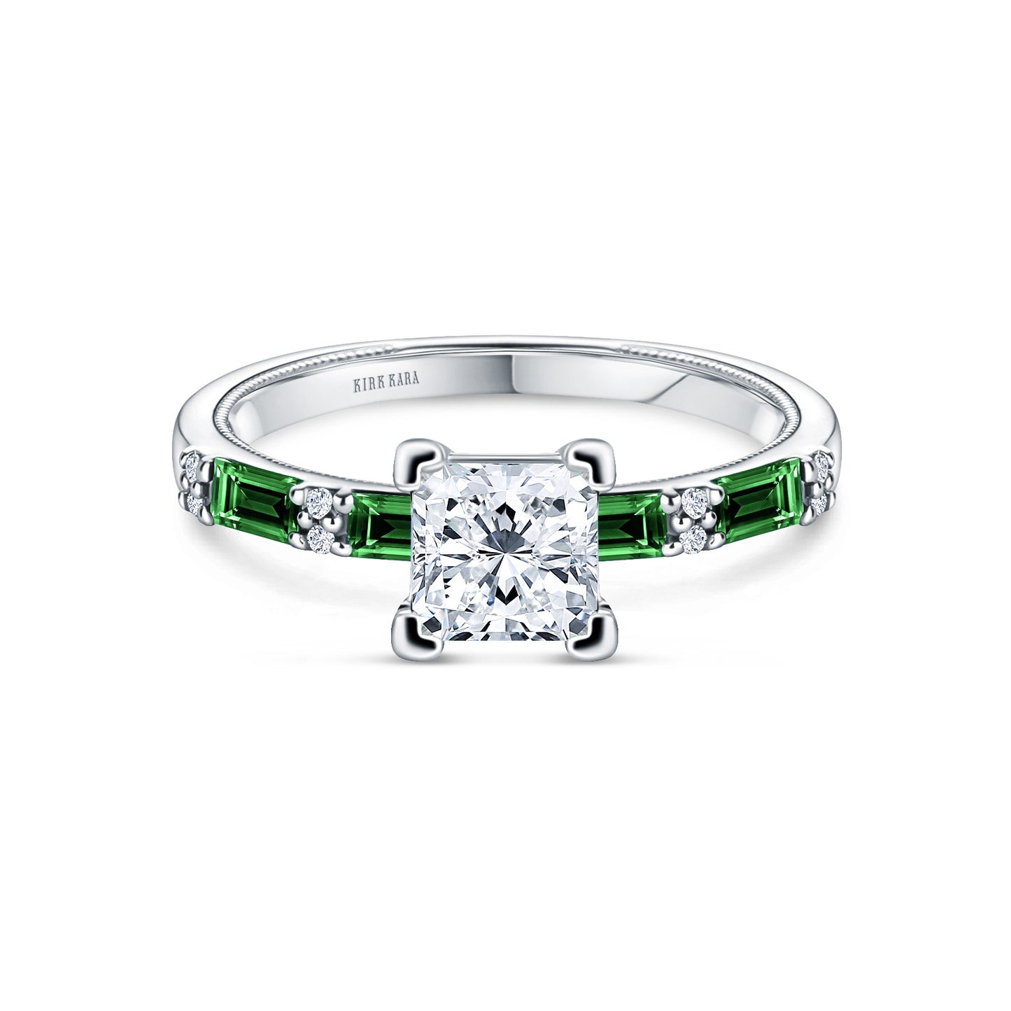 Tsavorite Baguette Diamond Engagement Ring