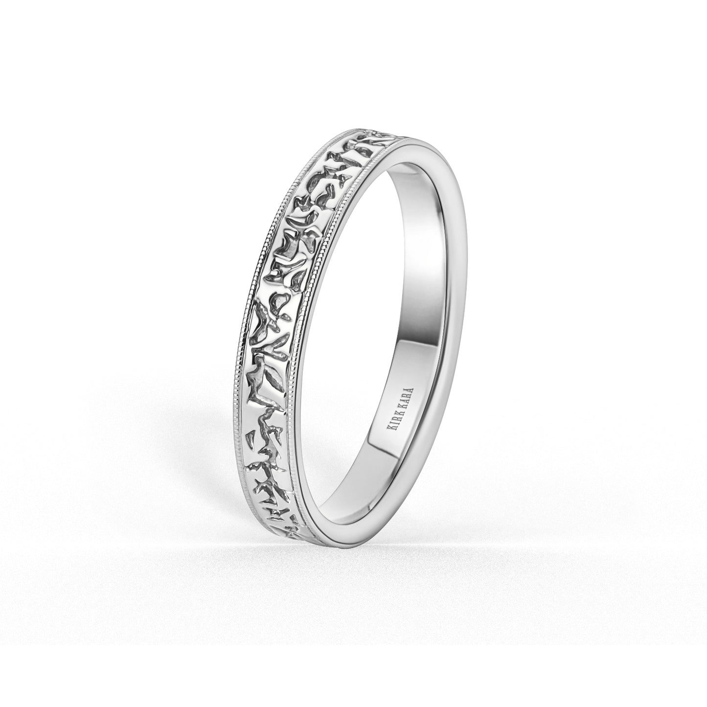 Thin Nugget Engraved Wedding Band, 3mm