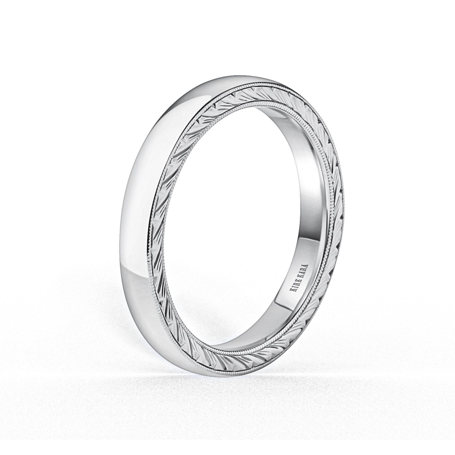 Thin Wheat Engraved Milgrain Wedding Band, 3mm