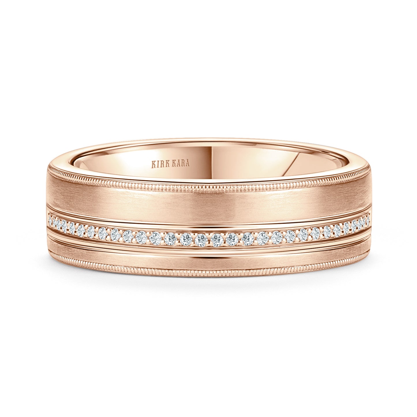Diamond Pavé Accent Satin Wedding Band, 7mm
