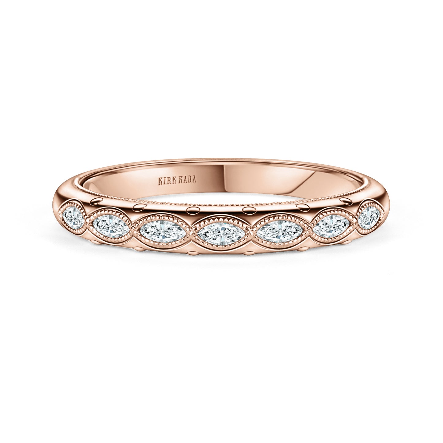 Floral Diamond Marquise Accent Wedding Band