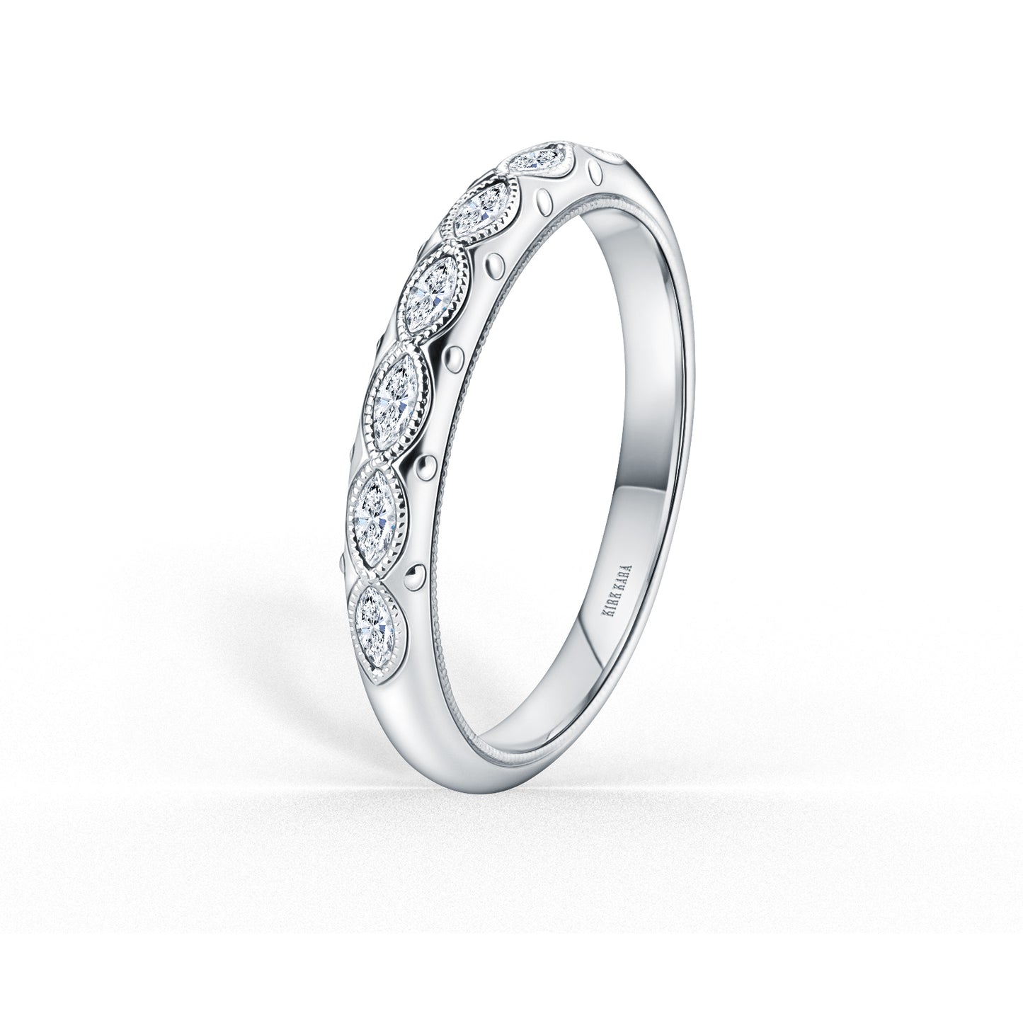 Floral Diamond Marquise Accent Wedding Band