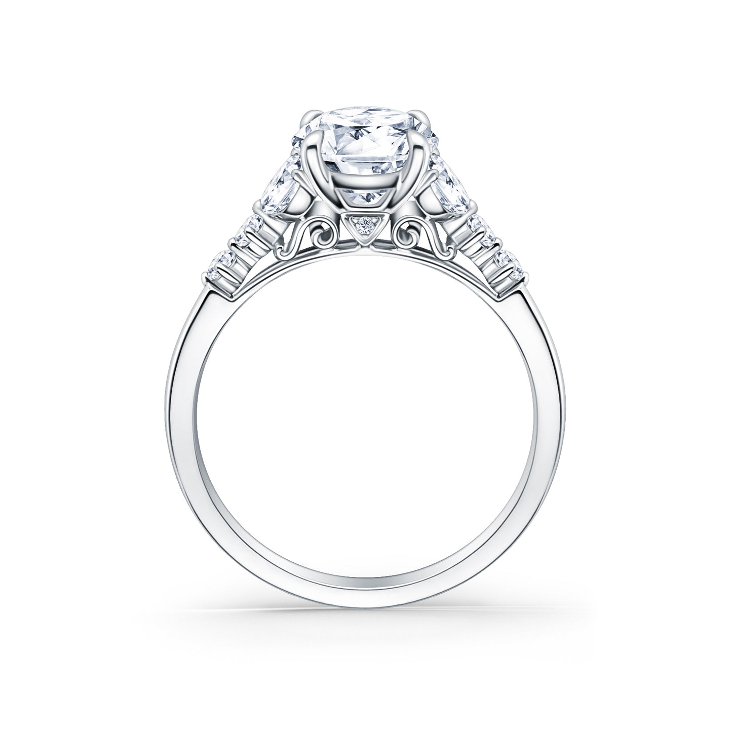 Marquise Diamond Cathedral Engagement Ring