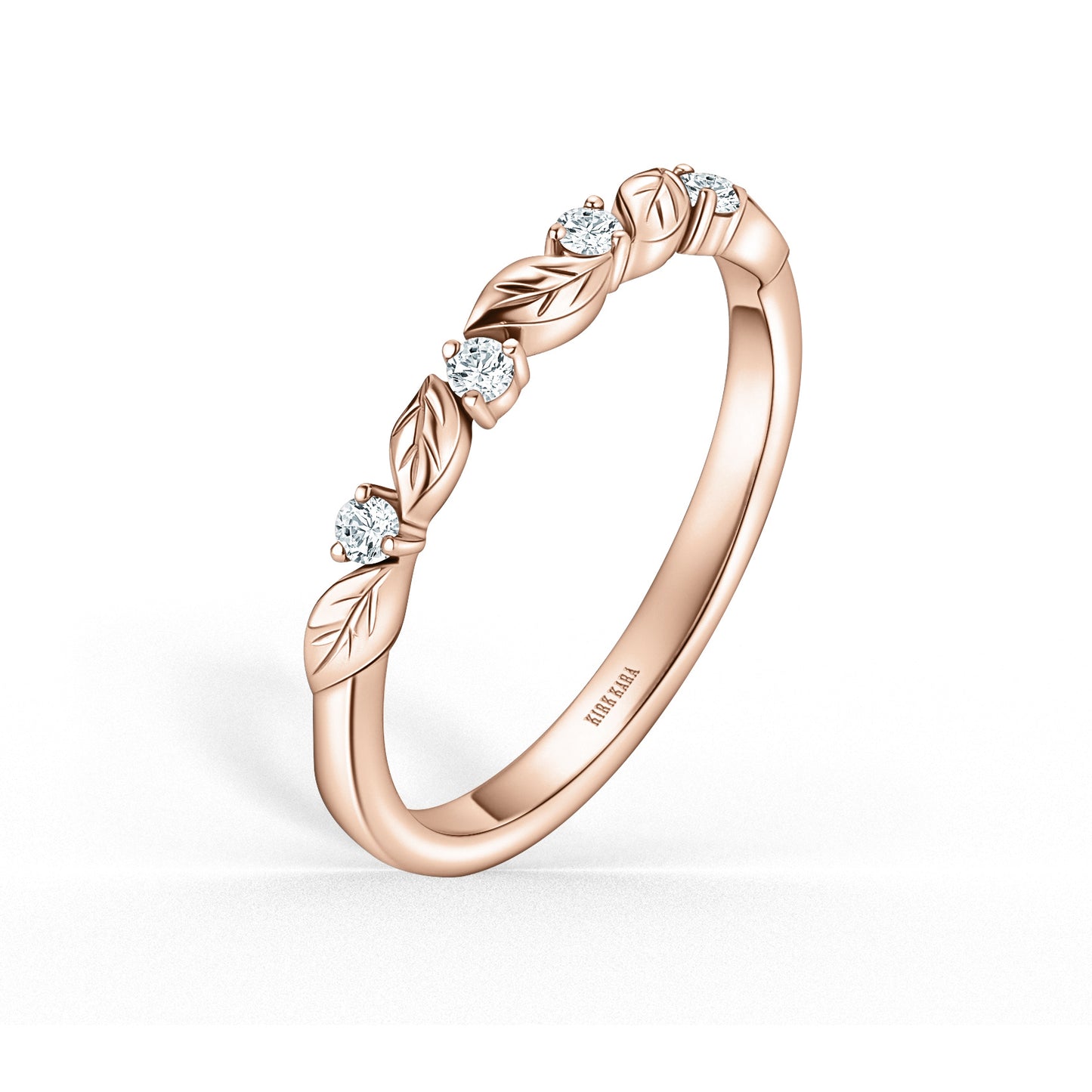 Floral Leaf Diamond Wedding Band