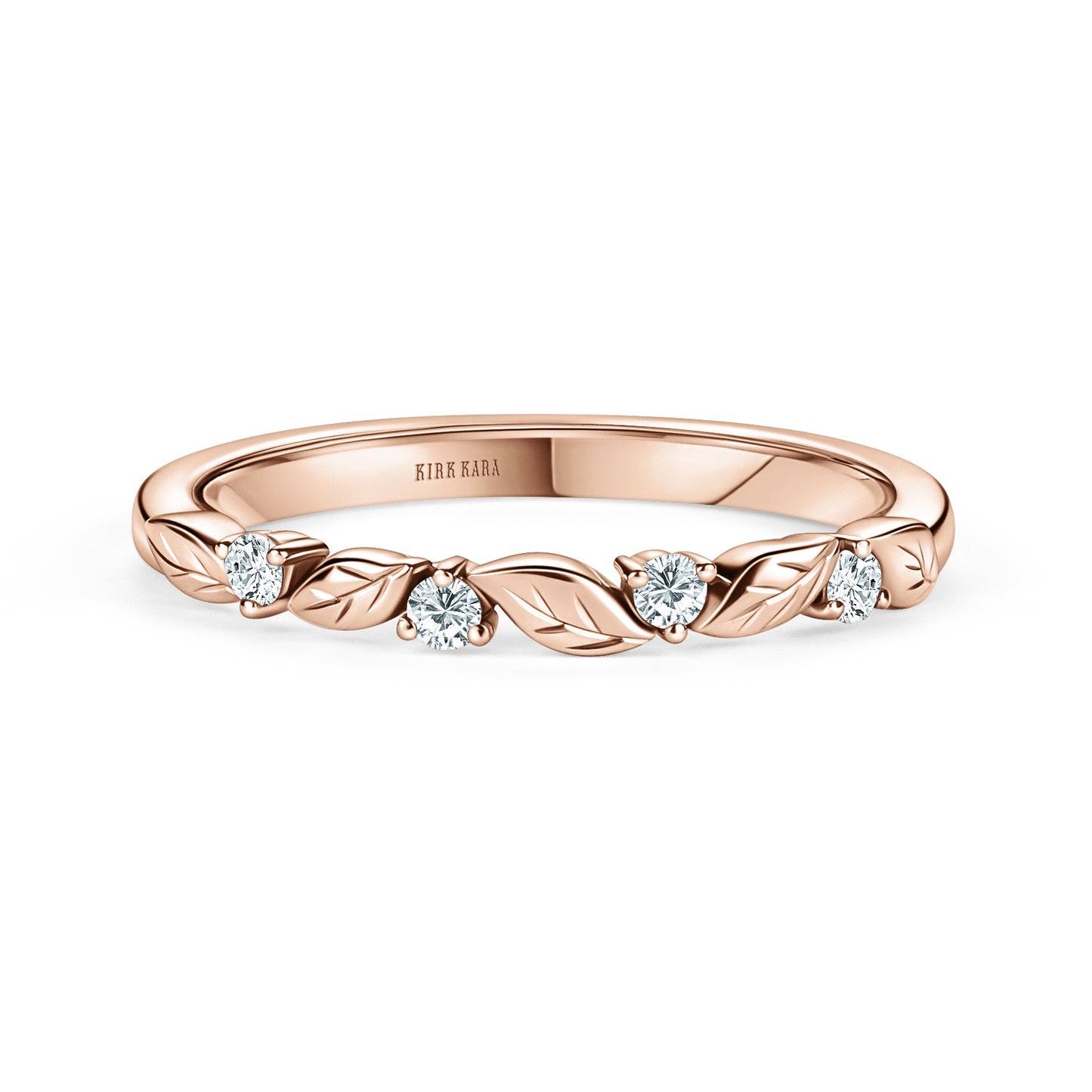 Floral Leaf Diamond Wedding Band