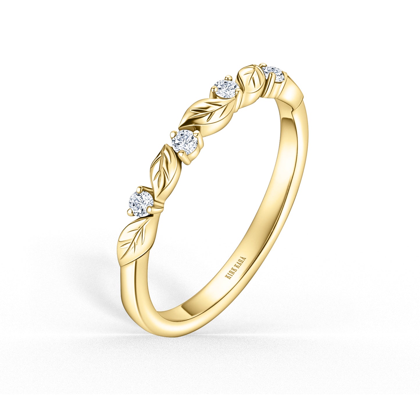 Floral Leaf Diamond Wedding Band