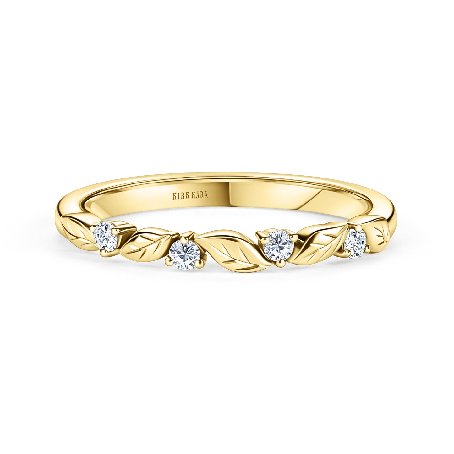 Floral Leaf Diamond Wedding Band