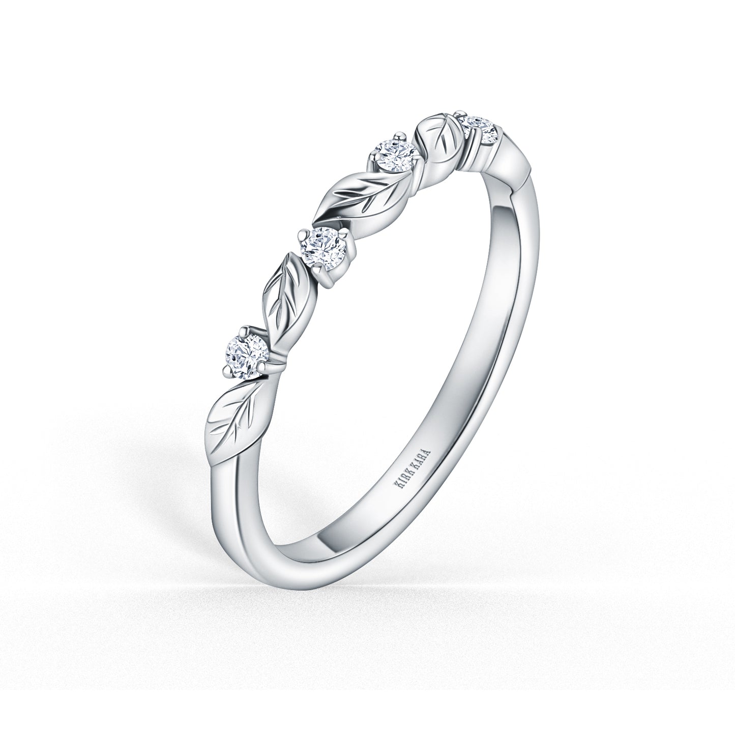 Floral Leaf Diamond Wedding Band