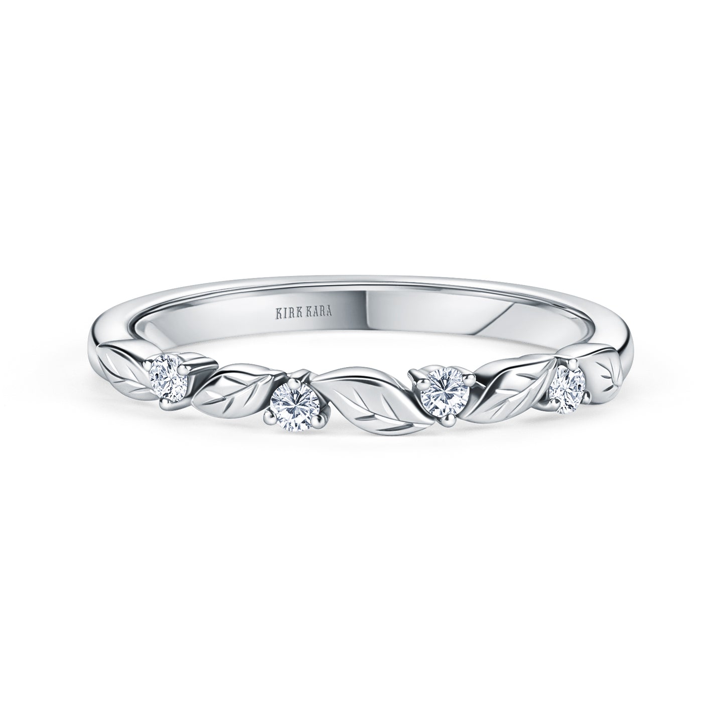 Floral Leaf Diamond Wedding Band