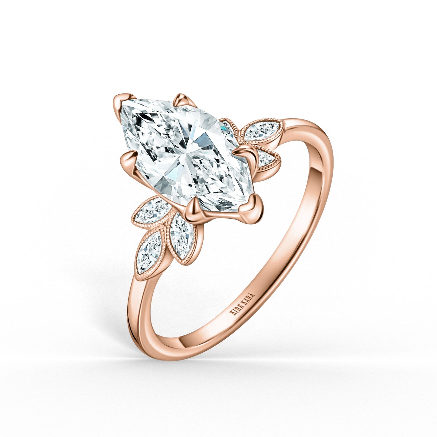 Floral Marquise Boho Diamond Engagement Ring