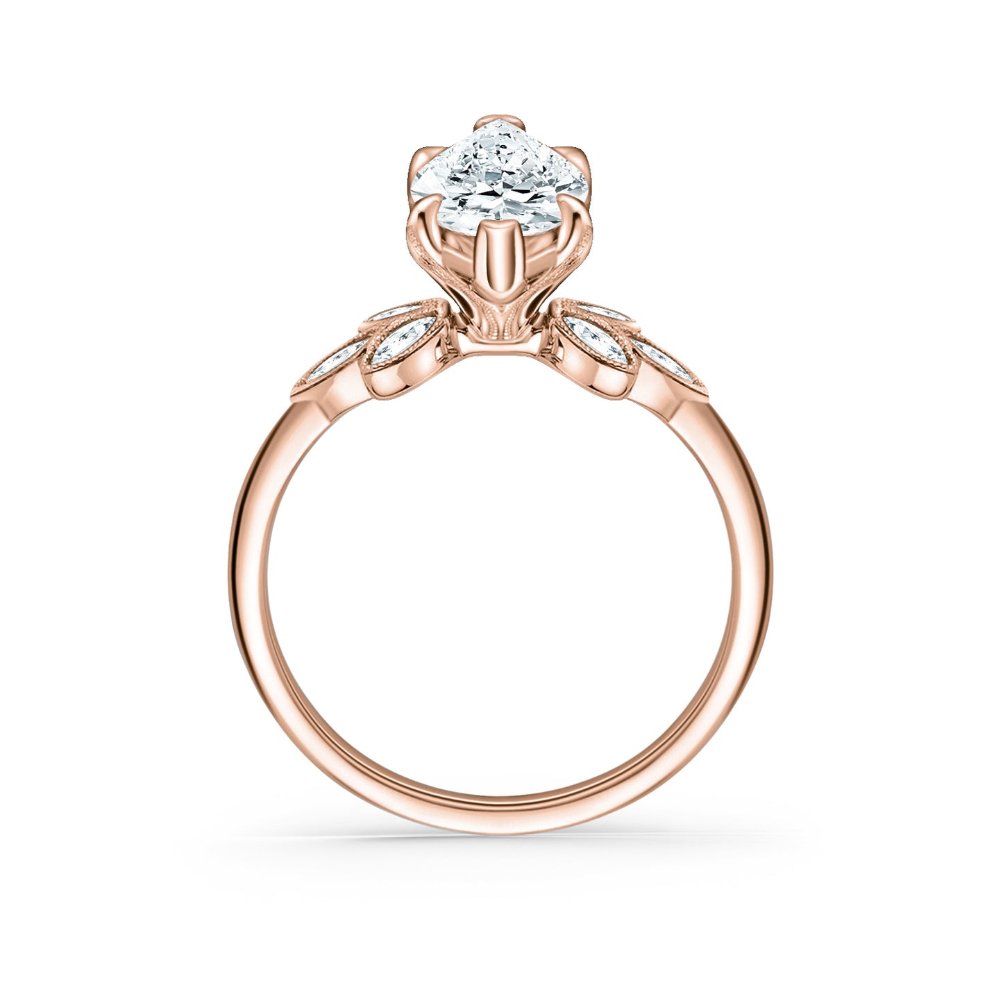Floral Marquise Boho Diamond Engagement Ring