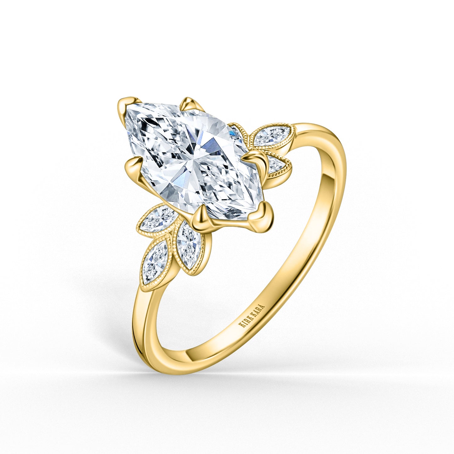 Floral Marquise Boho Diamond Engagement Ring