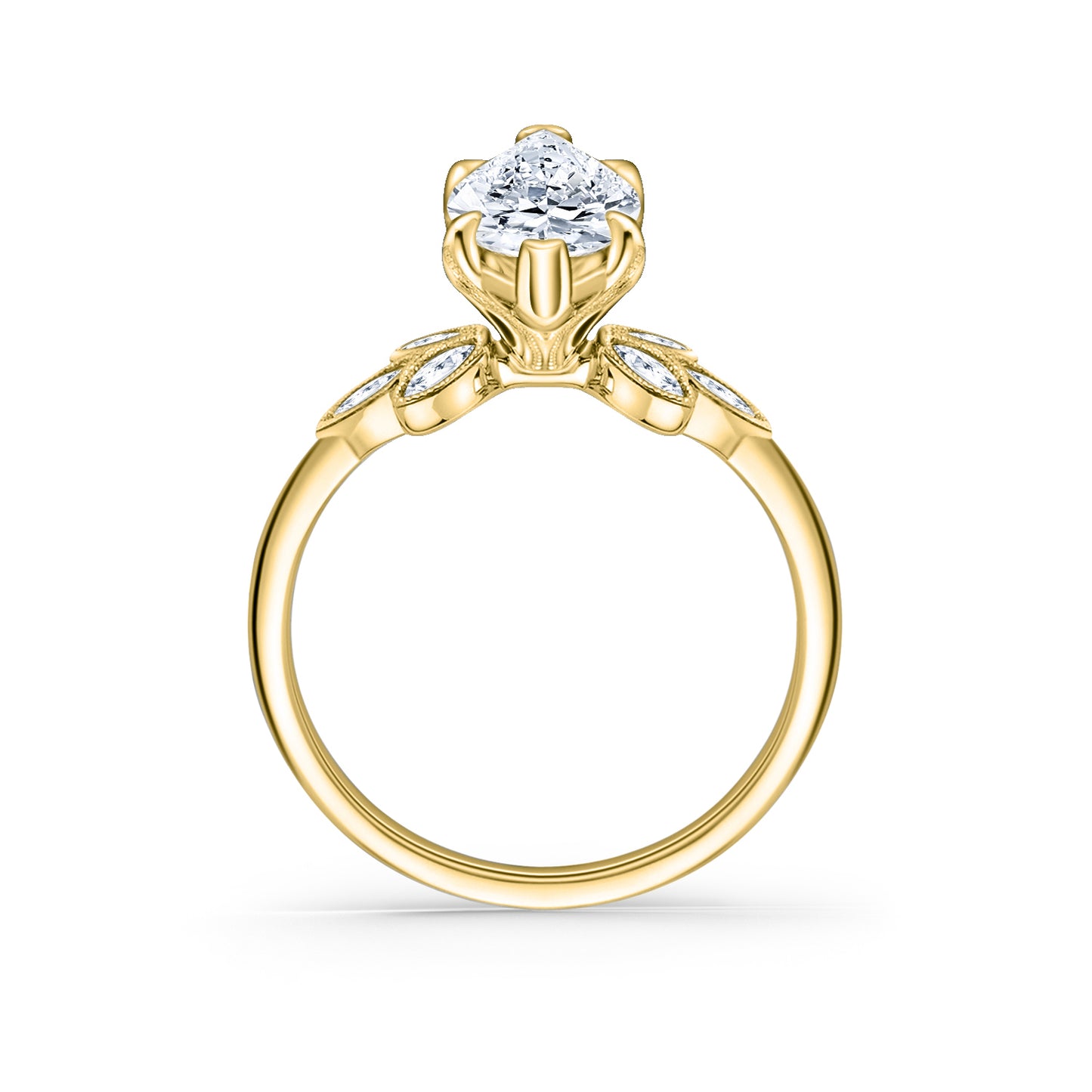Floral Marquise Boho Diamond Engagement Ring