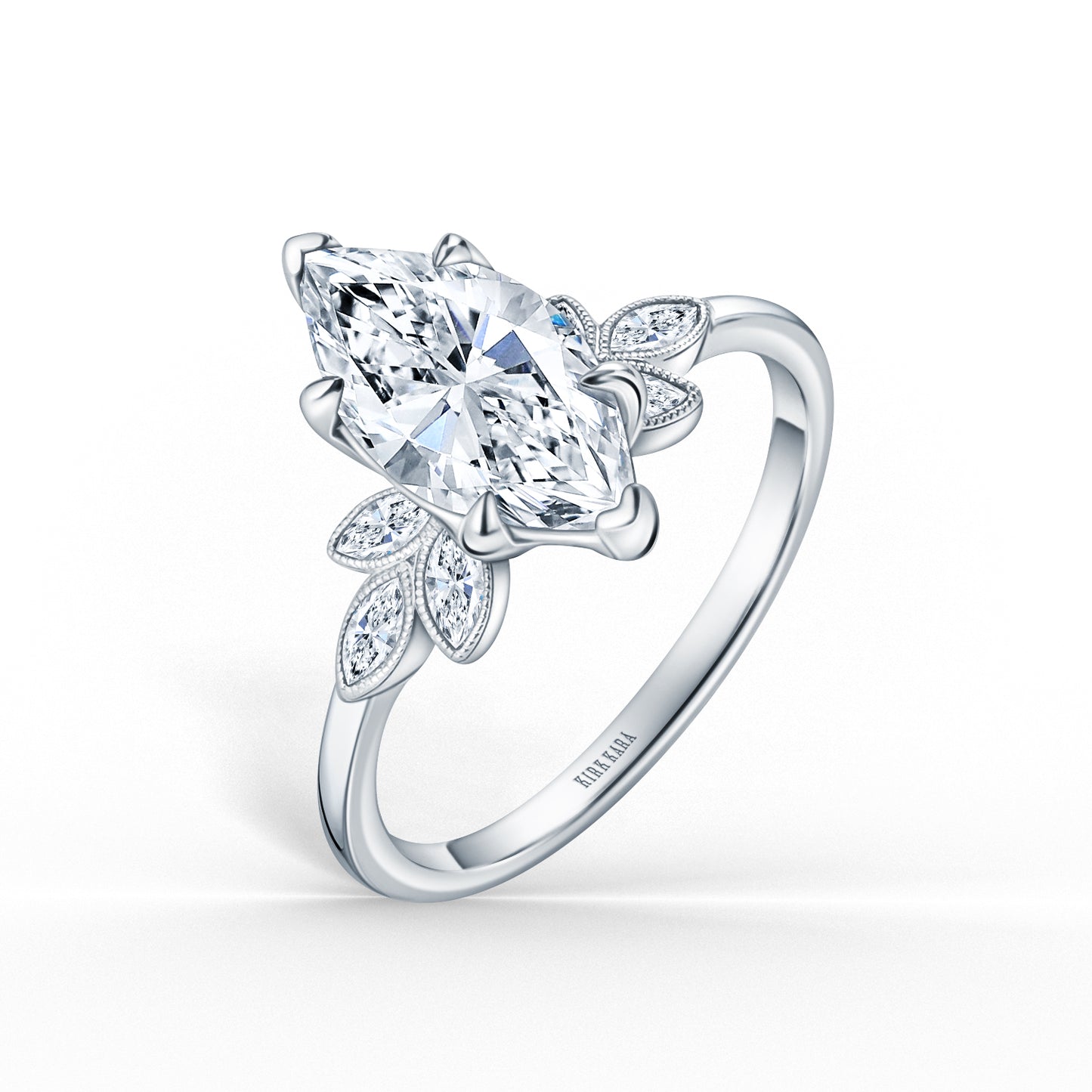 Floral Marquise Boho Diamond Engagement Ring
