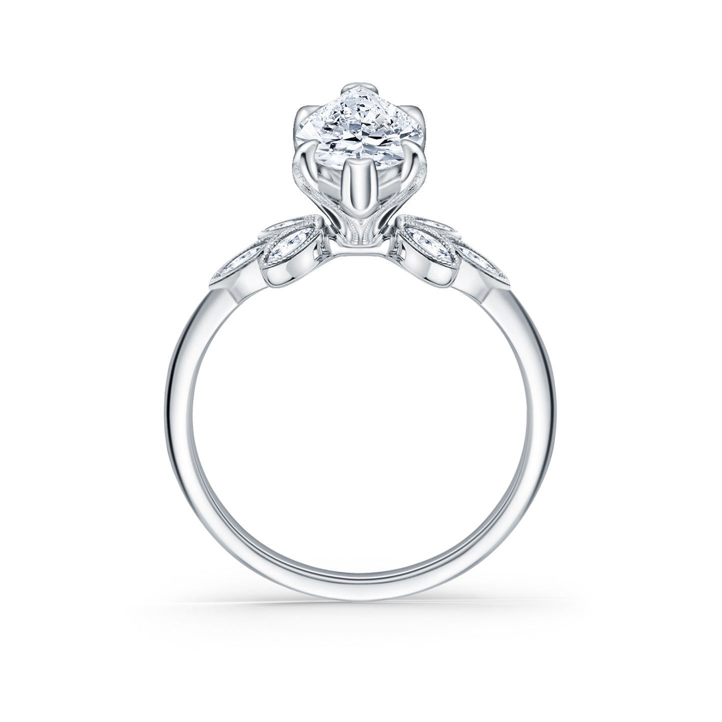 Floral Marquise Boho Diamond Engagement Ring