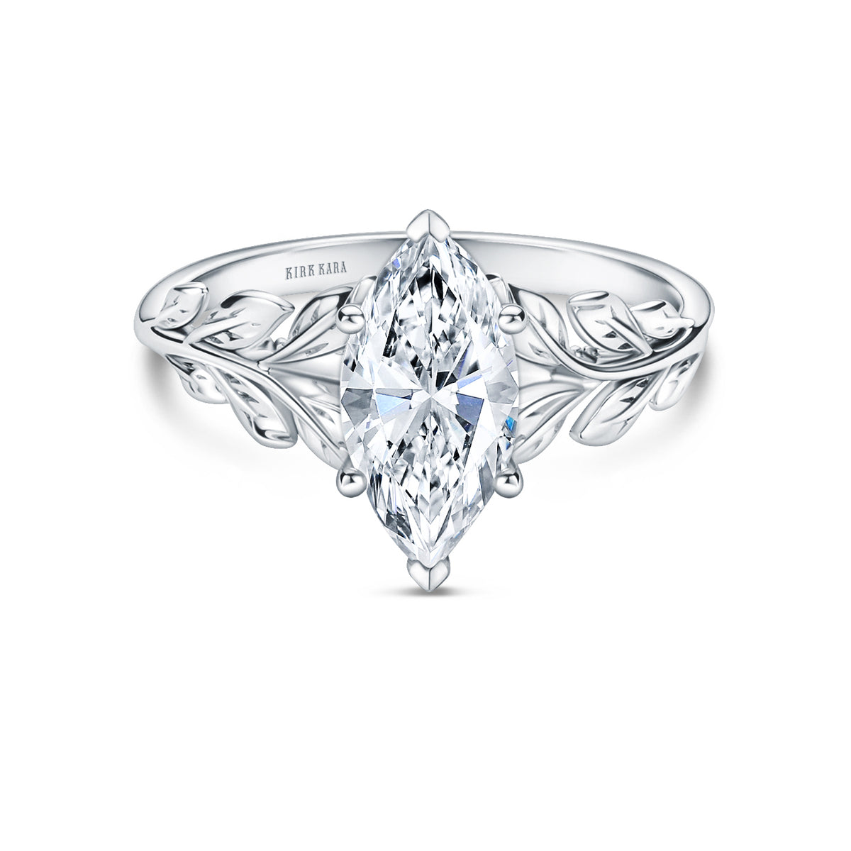 Floral Leaf Inspired Ring with 1 1/2ct Marquise Certified Lab