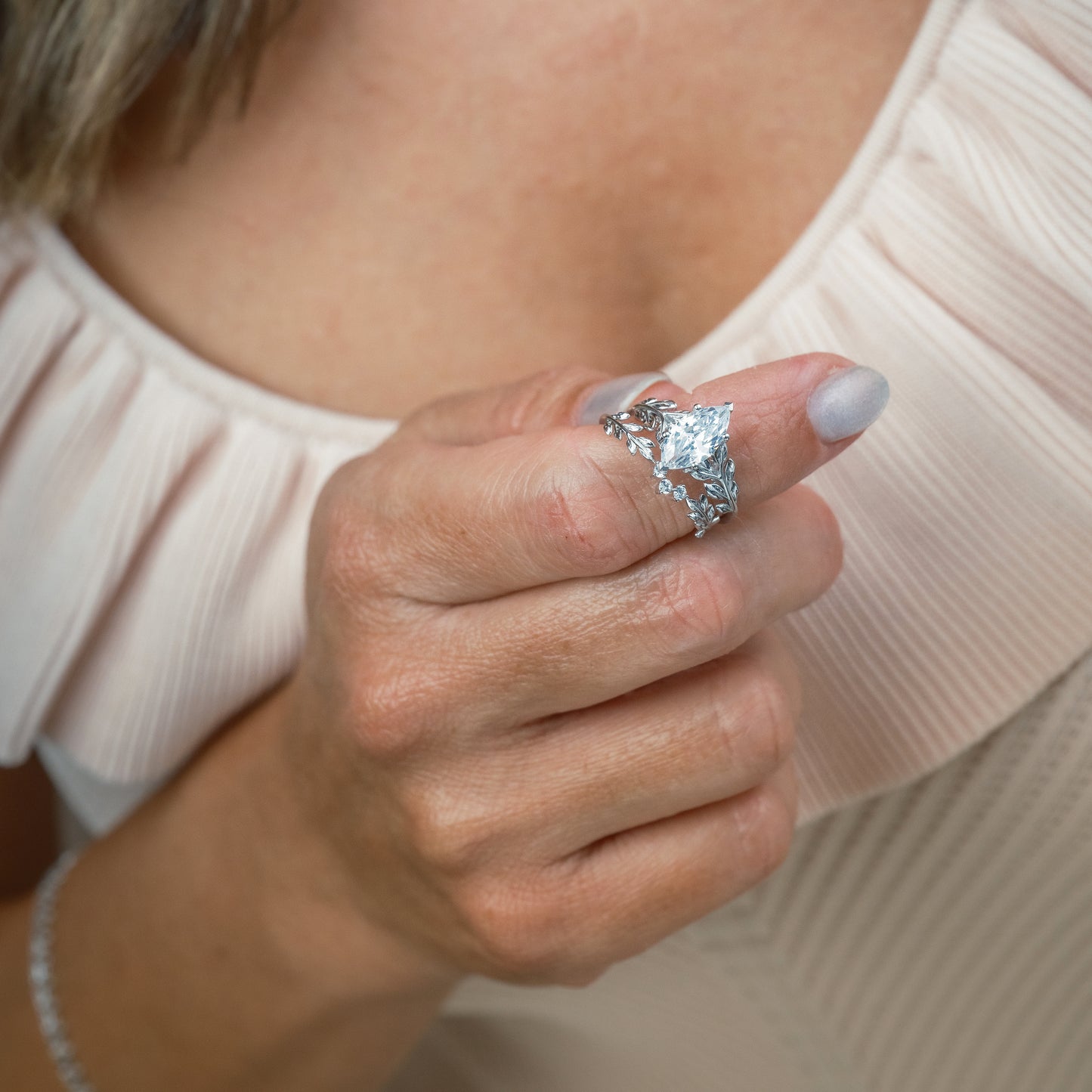 Floral Leaf Inspired Classic Engagement Ring
