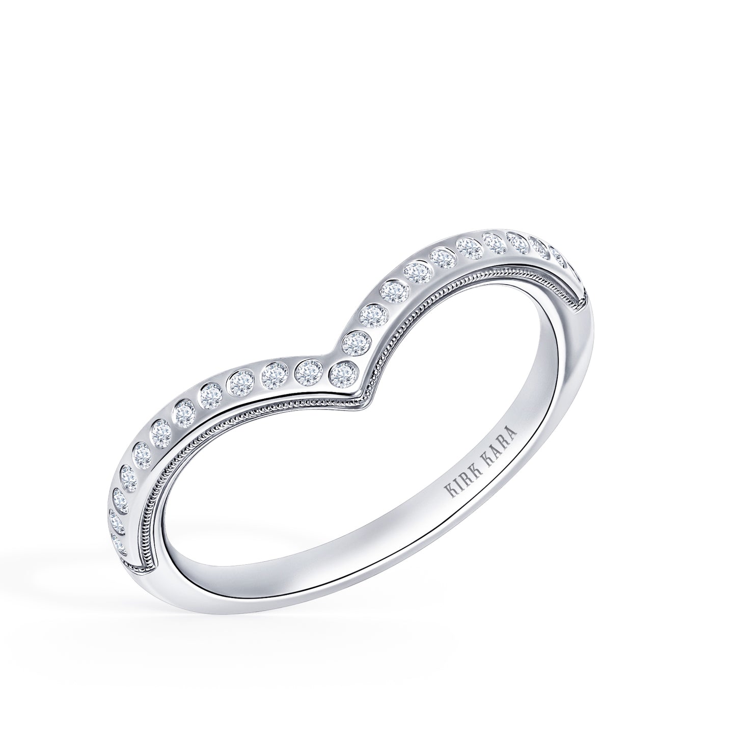 Boho Diamond V Shaped Wedding Band