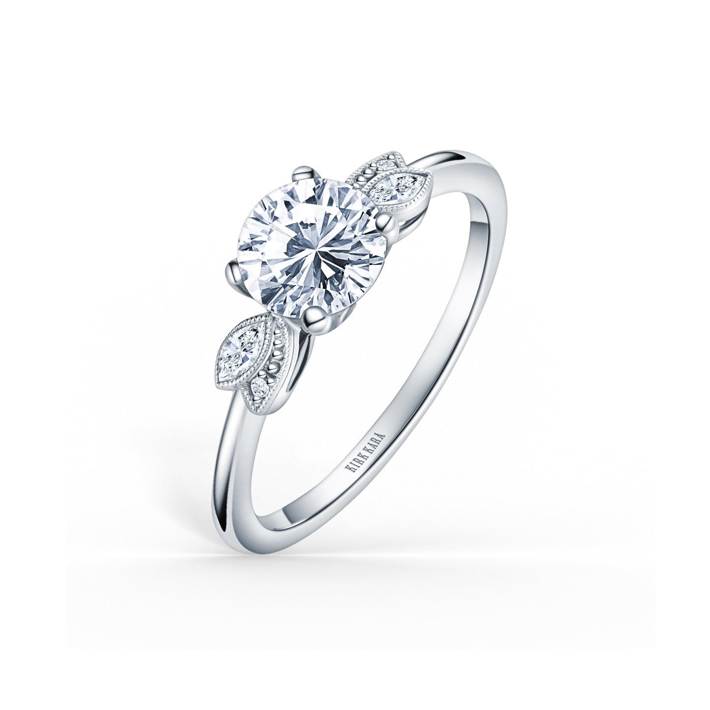 Floral Leaf Marquise Diamond Engagement Ring
