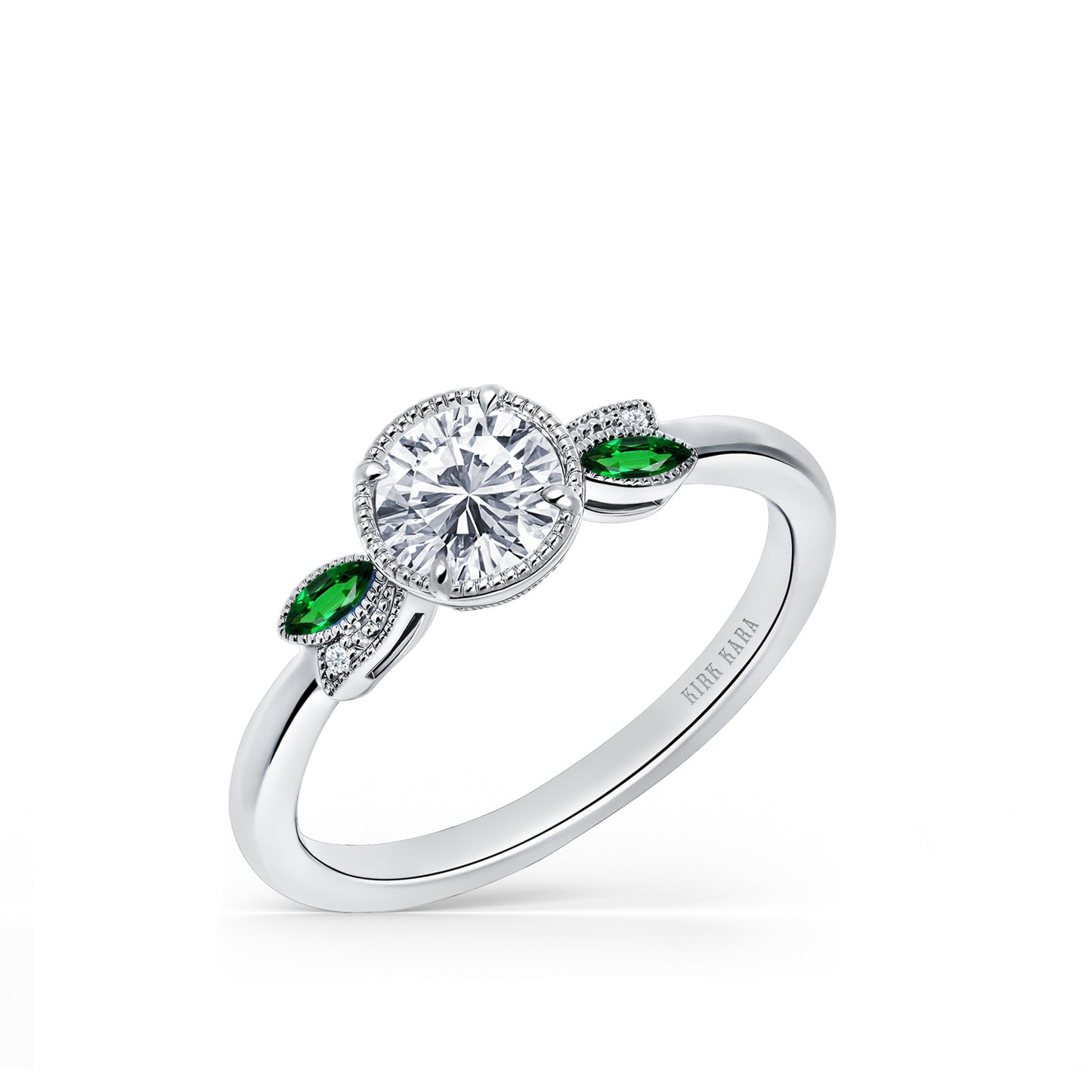 Floral Boho Tsavorite Diamond Engagement Ring