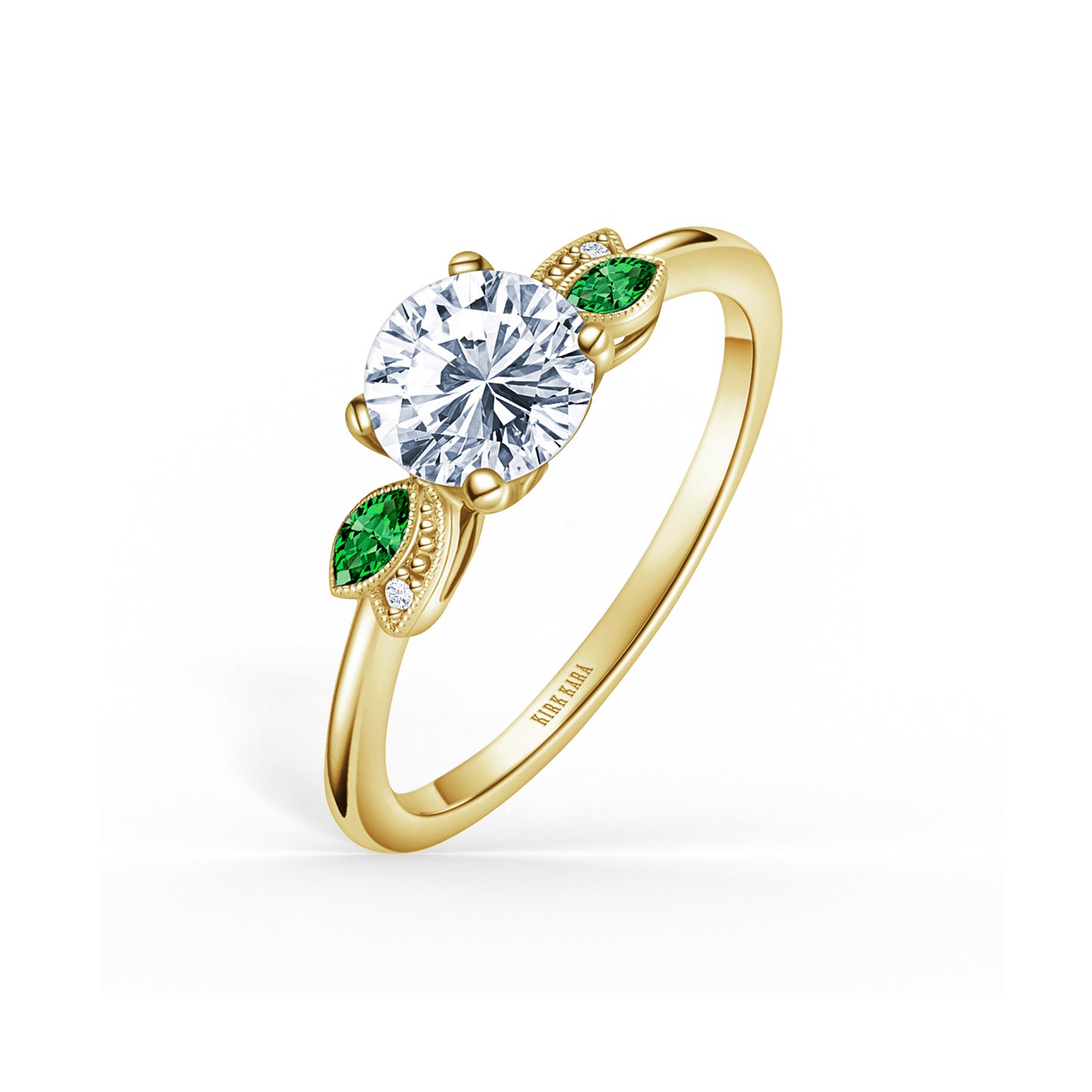 Floral Boho Tsavorite Diamond Peg Engagement Ring