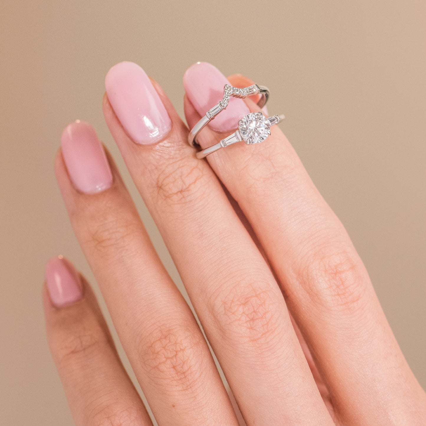 Boho V Baguette Diamond Wedding Band