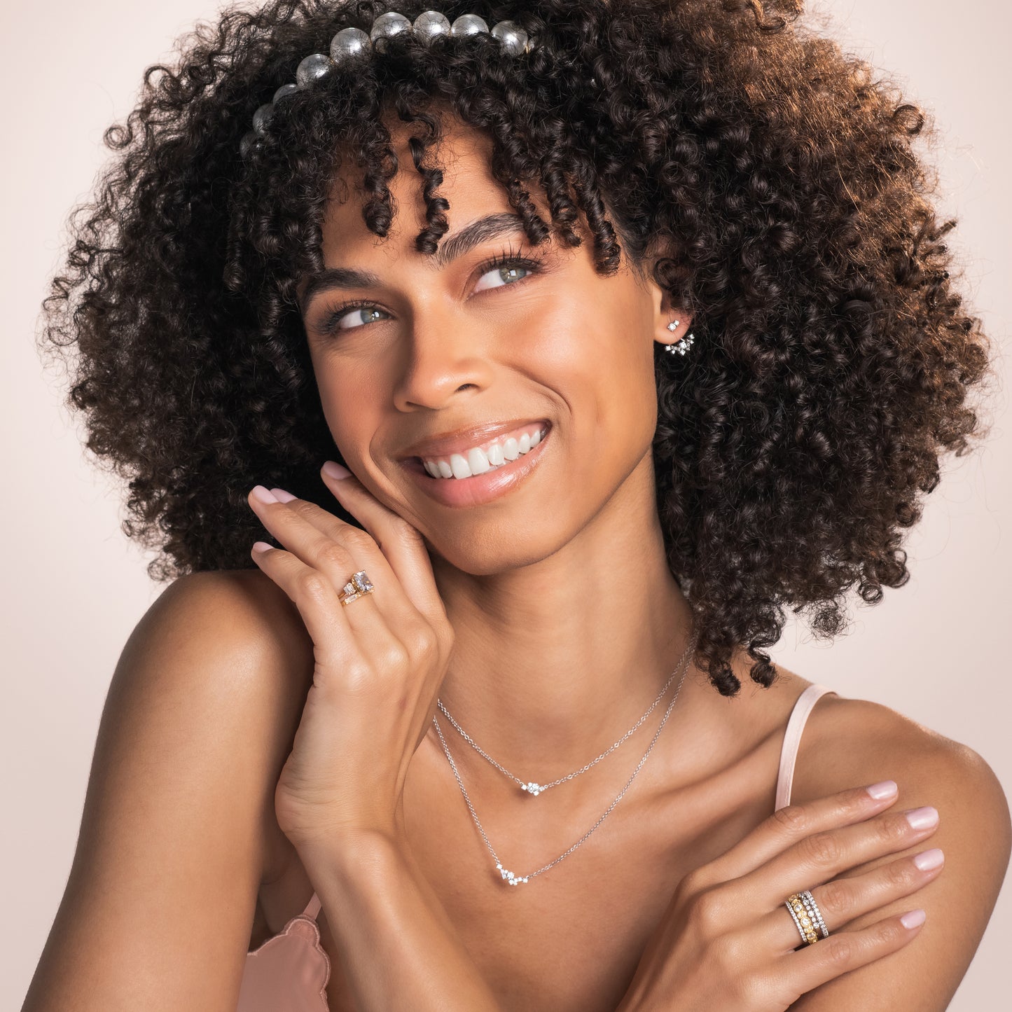 Elegant Diamond Round Baguette Cluster Necklace