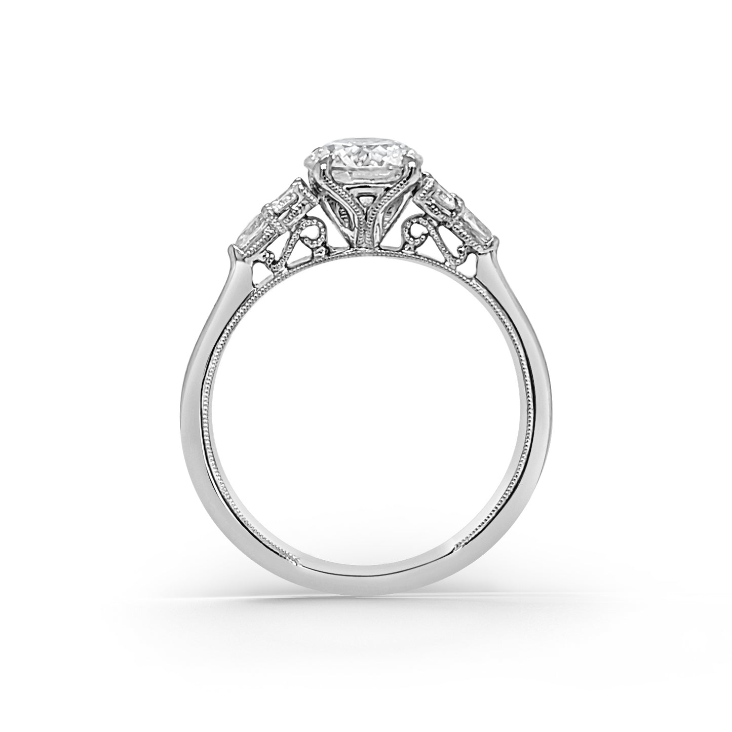 Classic Pear Round Side Stone Diamond Engagement Ring