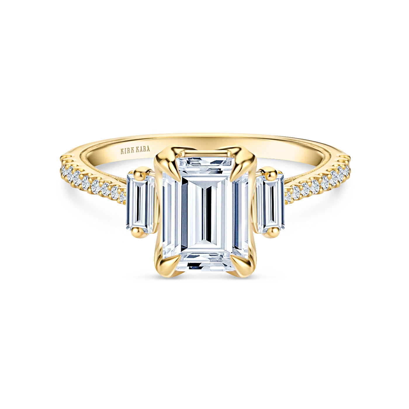 Three Stone Baguette Modern Diamond Engagement Ring